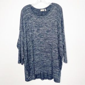 LOGO by Lori Goldstein Heathered Navy Blue Dolman Sleeve Top Size XL